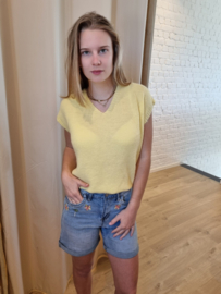 ruimer truitje zonder mouwen lichtgeel