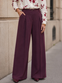 Bordeaux wide leg broek met plooidetail