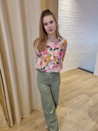 hemd met groene en roze print