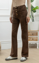 FR hoge taille wide fit met knoopdetail chocolat brown