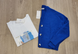 cardigan met V-hals kobaltblauw