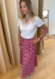 maxi-rok met roze print en knoopjes