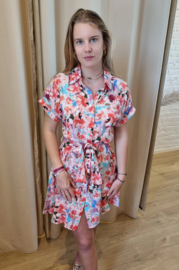fleurige jurk met bloemenprint fuchsia