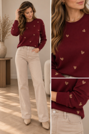 🖤 Truitje met gouden hartjes bordeaux