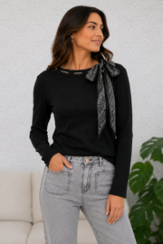 Dames truitje met bandana strik – BLACK