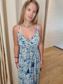 jurk blauwe print flosjes