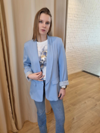 blazer streepdetail lichtblauw