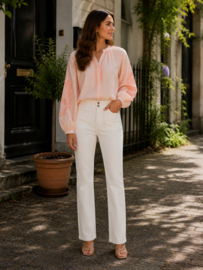 Folyrose LESLIE FIT hoge taille wide fit broderie crème