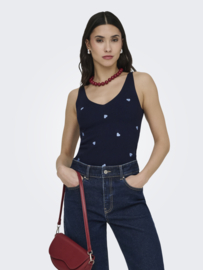 JDYNANNA S/L EMBROIDERY TOP KNT blauwe hartjes