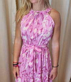 jurk met ronde hals fuchsia print