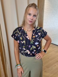 JDYTROYA LIFE S/S V-NECK TOP WVN EXP zwart