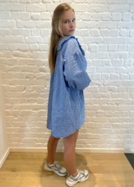 jurk ruitjes kraagje blauw
