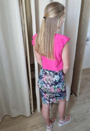 stretch rok tropische print zwart