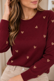 🖤 Truitje met gouden hartjes bordeaux