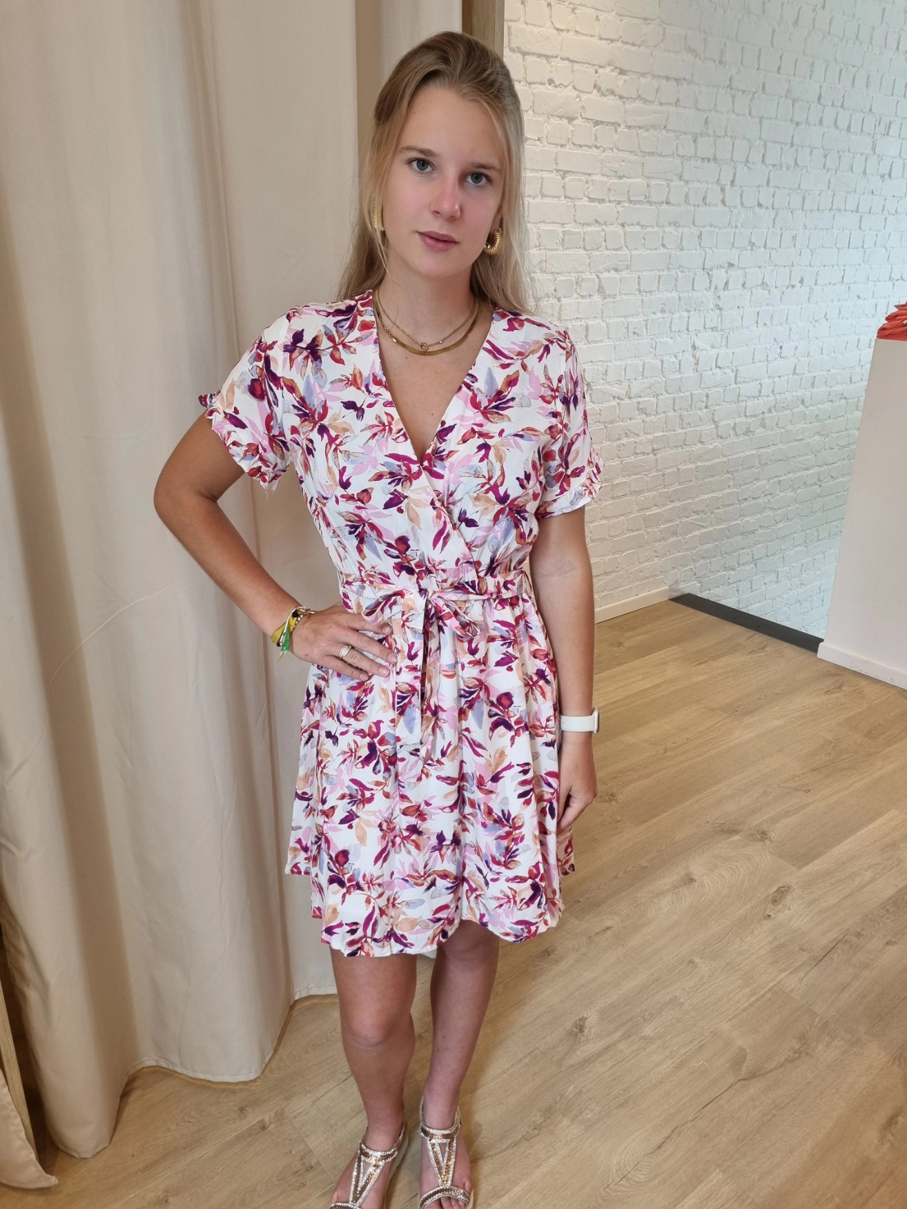 jurk met fleurige print in viscose