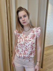 bloesje met lurex en zachte roze blaadjesprint