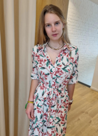 maxi-jurk viscose bloemen wit