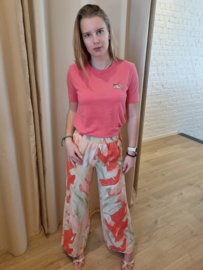 fleurige broek met zalm en kaki print JDYCAMILLE