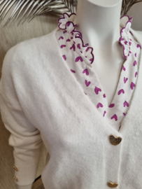 cardigan met hartjes ecru