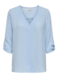 blouse met V-hals en 3/4 mouw JDY lichtblauw