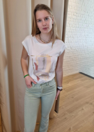 T-shirt verfstrepen beige