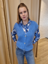 hemdje met felblauwe blaadjesprint