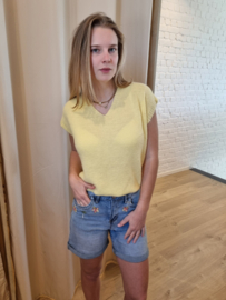 ruimer truitje zonder mouwen lichtgeel