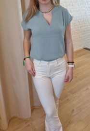 Hoge taille bootcut super stretch crème