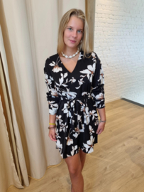 jurk met bloemenprint zwart