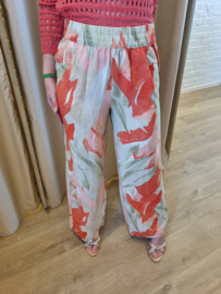fleurige broek met zalm en kaki print JDYCAMILLE