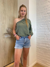 off shoulder top tetra kaki