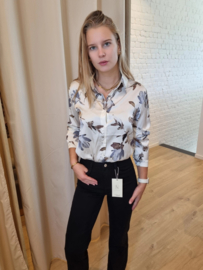 hemd satijn met bloemenprint beige