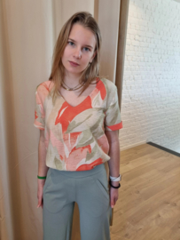 blouse met zalm en licht kaki print JDYCAMILLE