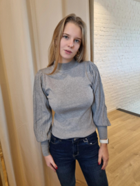 aansluitend truitje met licht glanseffect in de mouwen grijs