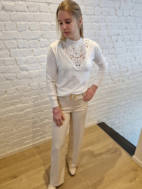 geklede broek met riem beige