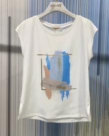 T-shirt verfstrepen blauw