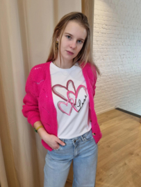 ajour cardigan fuchsia