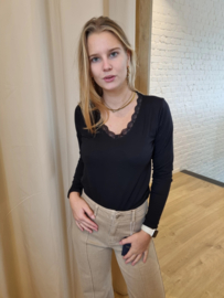 basic longsleeve kanten boordje zwart