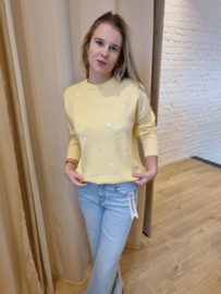 trui met hartjes lichtgeel