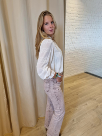 blouse met lurex ecru