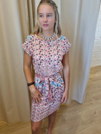 stretchjurk met roze print