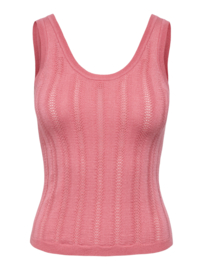JDYBEAUTY S/L GLITTER STRUC TOP KNT koraal