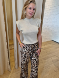 losse broek in viscose met camel luipaardprint