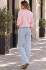 Folyrose LESLIE FIT bleached blue jeans STRASS - STRAIGT FIT - WIDE LEG