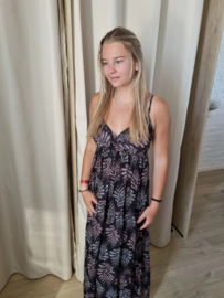 jurk blaadjesprint donker
