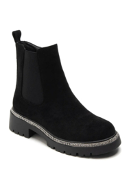 enkelboot met strass zwart