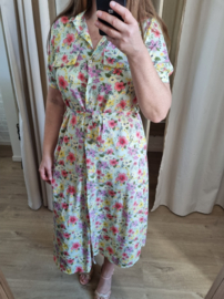 maxi-jurk bloemen lichtgeel