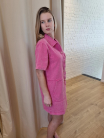 stevige katoenen jurk met zakje fuchsia KILKY