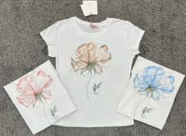 T-shirt bloem beige