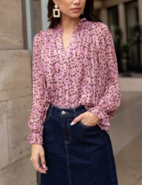 blouse met roze print